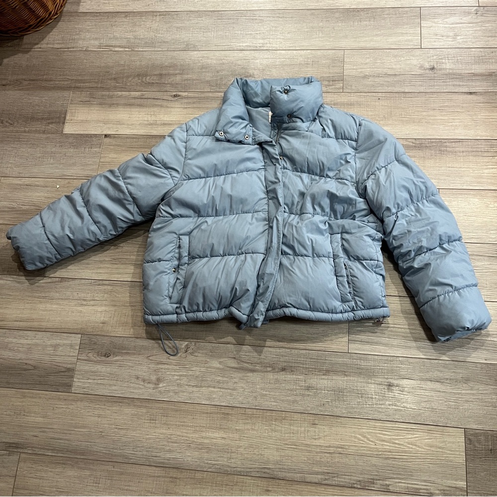 LOFT Women’s Light Blue Puffer Jacket Size XL Lightweight Fall Winter Layer Chic